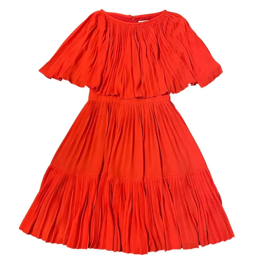 Kate Spade Pleated Plisse Cape Overlay Mini Dress Women’s Size 0 Red